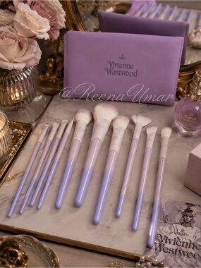 Pastel Lavender & Lilac 10-Piece Makeup Brush Set with Pouch